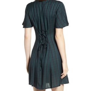 BP. plaid button front skater dress